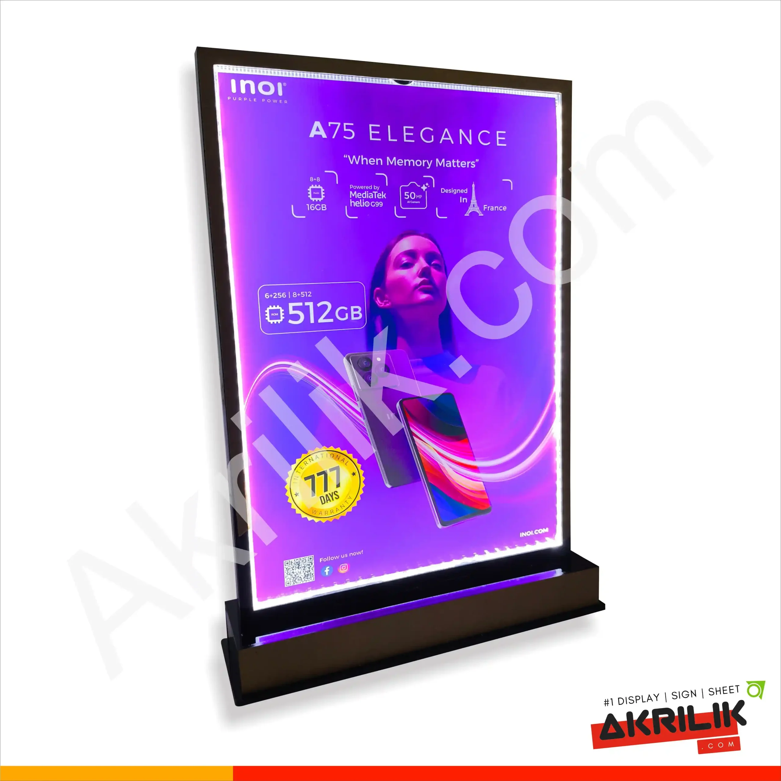 akrilik standing poster led